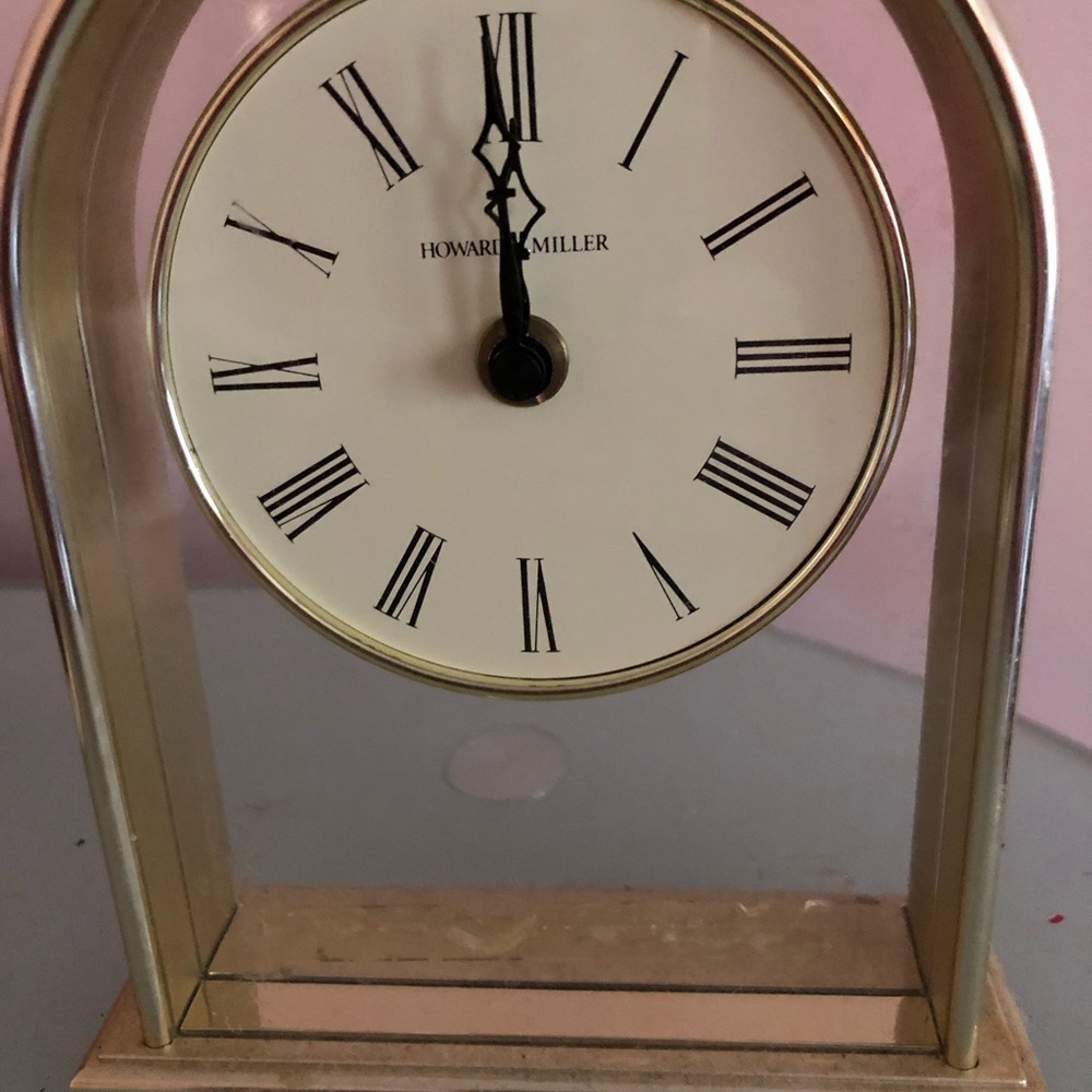 Howard Miller brass and glass Table Clock